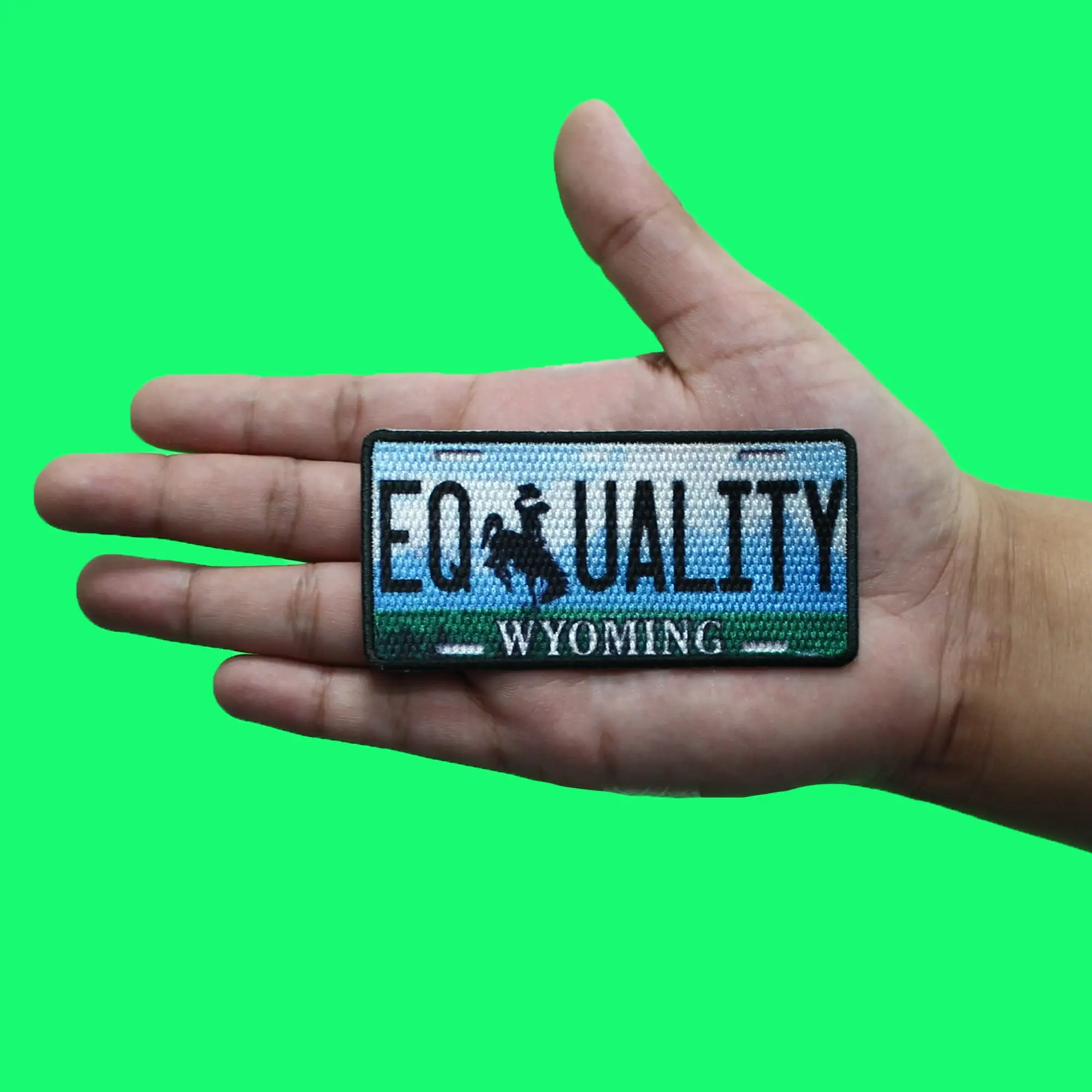 Wyoming State License Plate Patch Equality Wyoming Travel Sublimated Iron On - Image 2