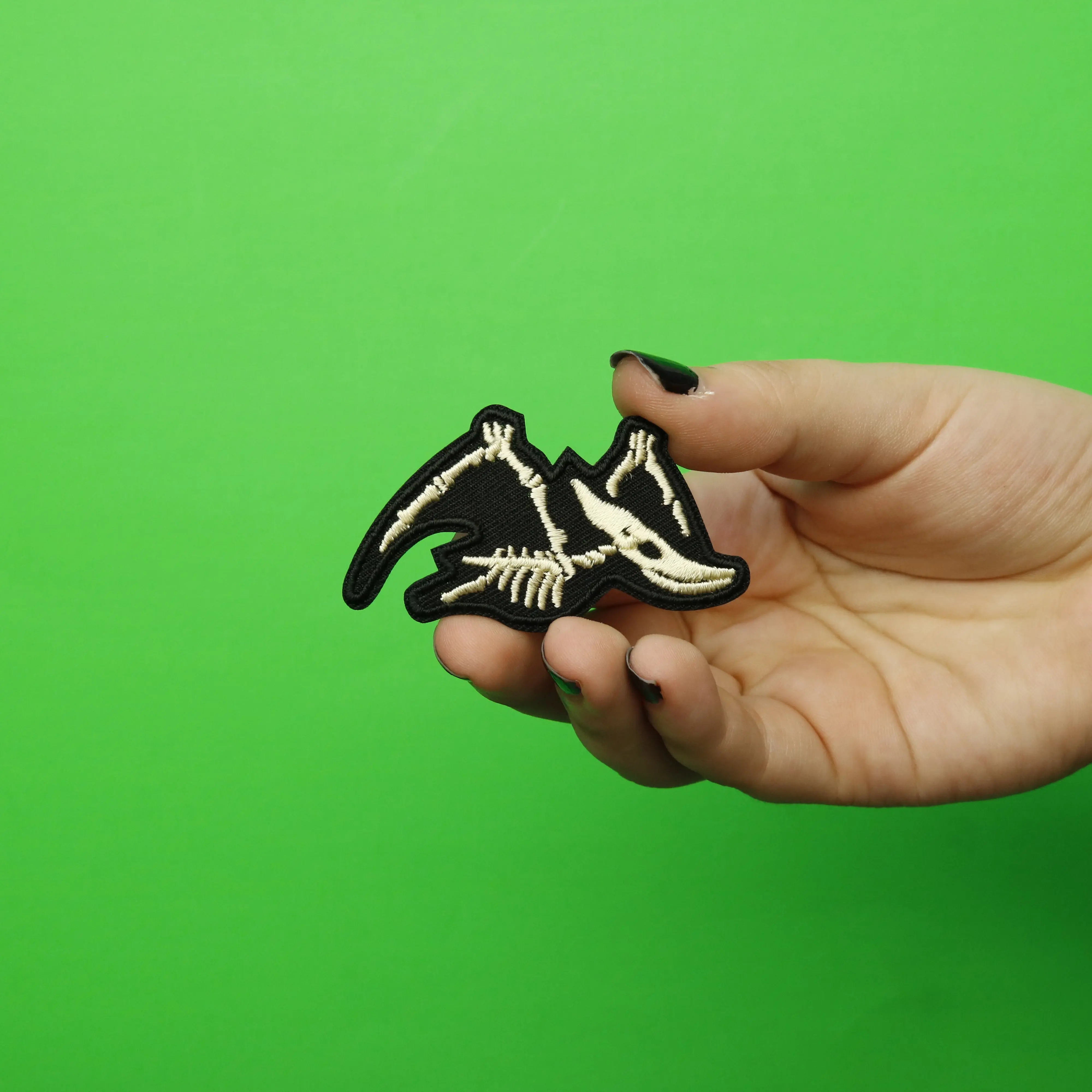 Pterodactyl Bones Dinosaur Fossil Embroidered Iron on Patch - Image 2