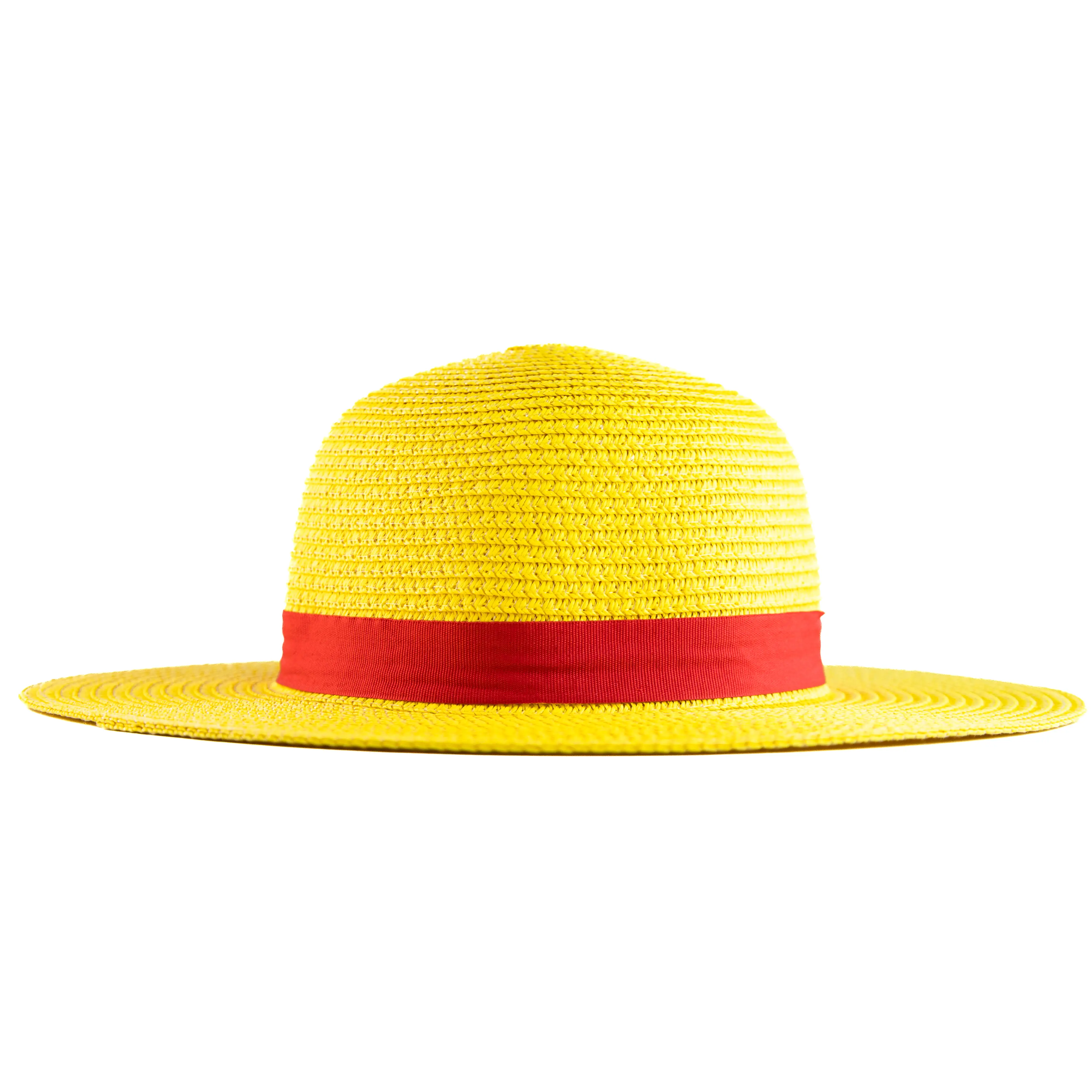 Anime Yellow Straw Hat with Red Ribbon
