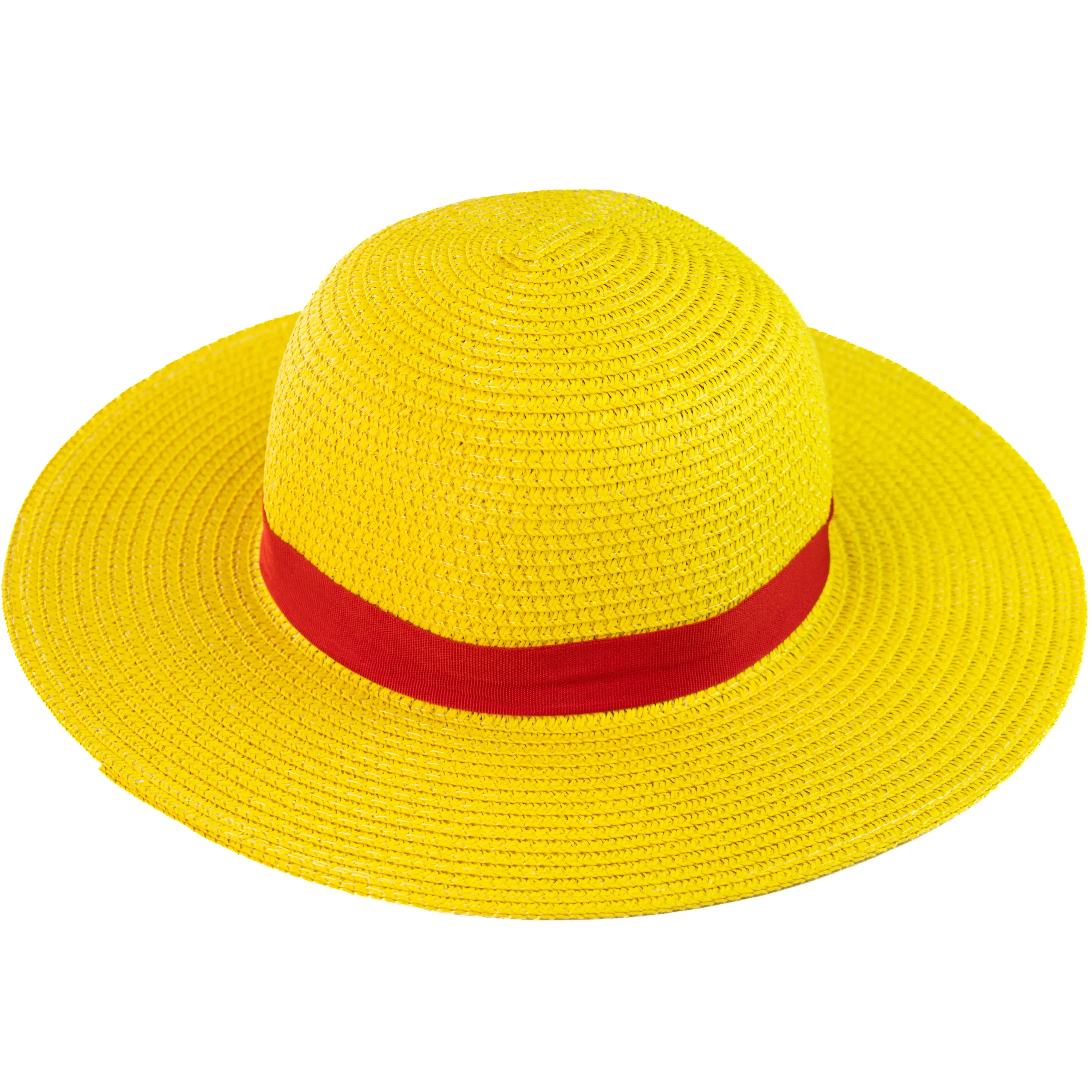 Anime Yellow Straw Hat with Red Ribbon - Image 2